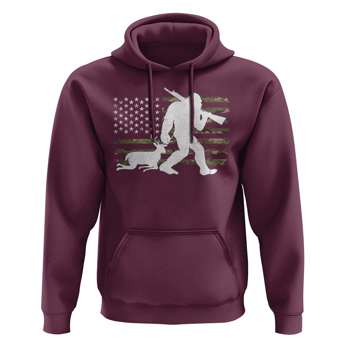 Bigfoot Camo Deer Hunting Hoodie Camo USA Flag Buck Season Sasquatch