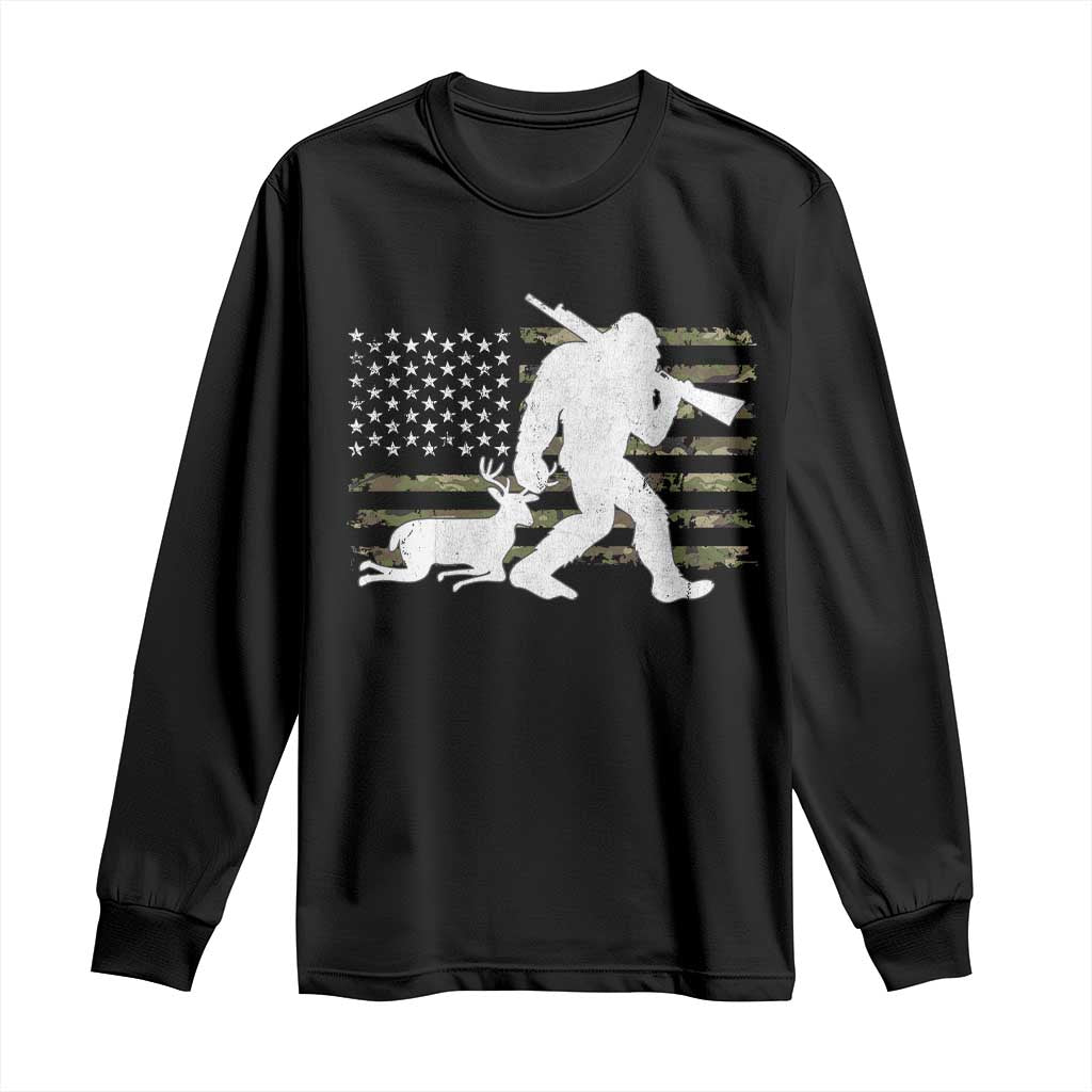 Bigfoot Camo Deer Hunting Long Sleeve Shirt Camo USA Flag Buck Season Sasquatch