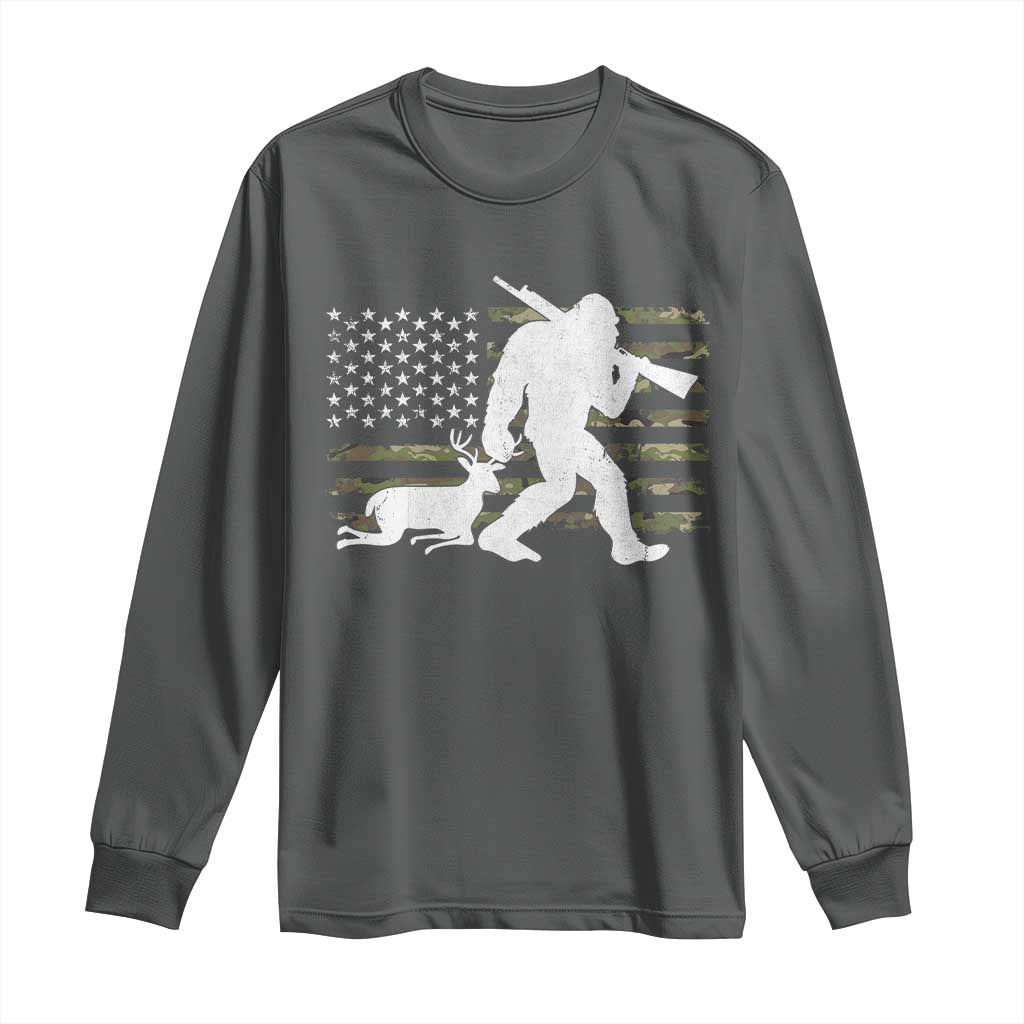 Bigfoot Camo Deer Hunting Long Sleeve Shirt Camo USA Flag Buck Season Sasquatch
