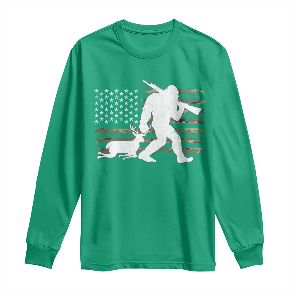 Bigfoot Camo Deer Hunting Long Sleeve Shirt Camo USA Flag Buck Season Sasquatch