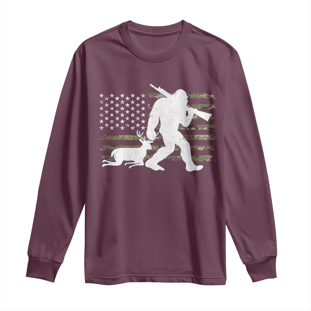 Bigfoot Camo Deer Hunting Long Sleeve Shirt Camo USA Flag Buck Season Sasquatch