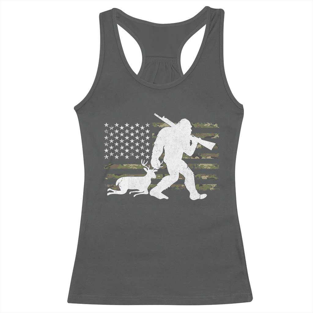Bigfoot Camo Deer Hunting Racerback Tank Top Camo USA Flag Buck Season Sasquatch