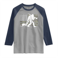 Bigfoot Camo Deer Hunting Raglan Shirt Camo USA Flag Buck Season Sasquatch