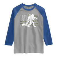 Bigfoot Camo Deer Hunting Raglan Shirt Camo USA Flag Buck Season Sasquatch
