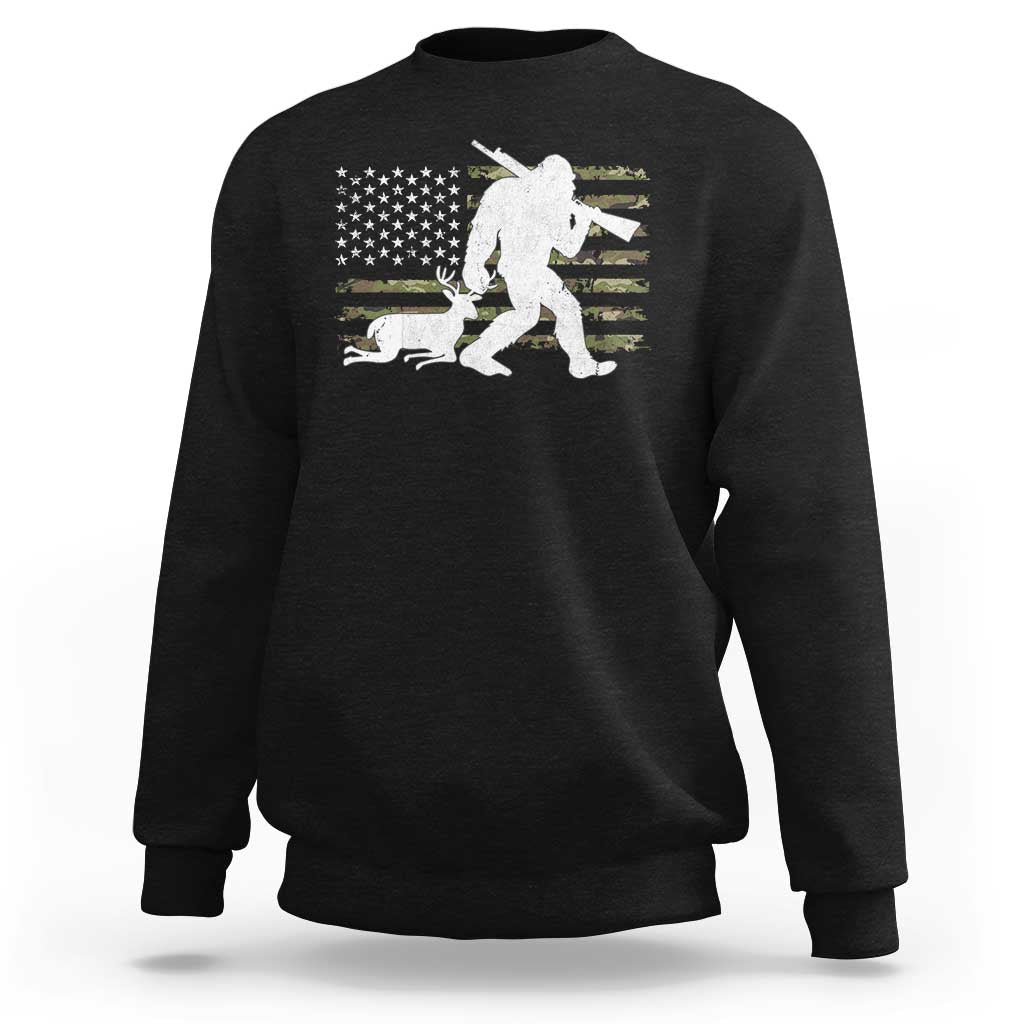 Bigfoot Camo Deer Hunting Sweatshirt Camo USA Flag Buck Season Sasquatch