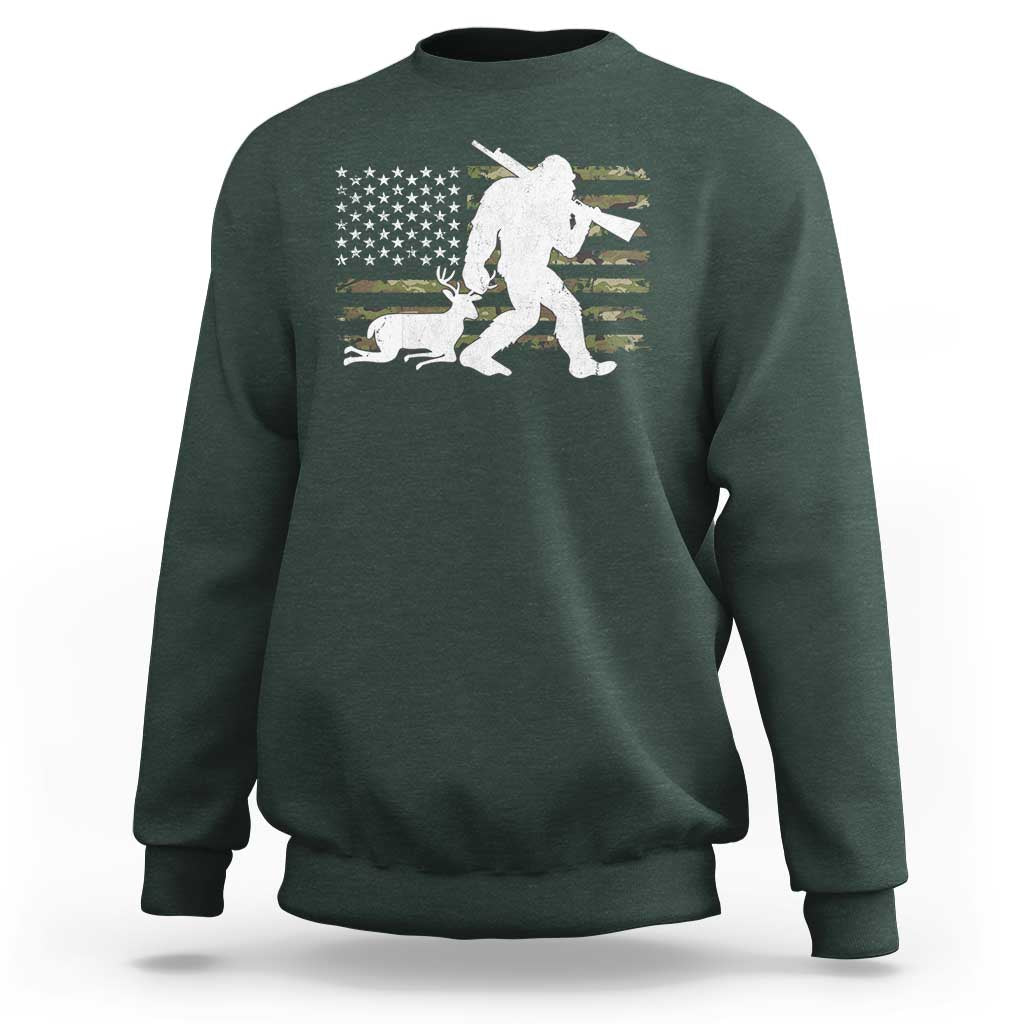 Bigfoot Camo Deer Hunting Sweatshirt Camo USA Flag Buck Season Sasquatch