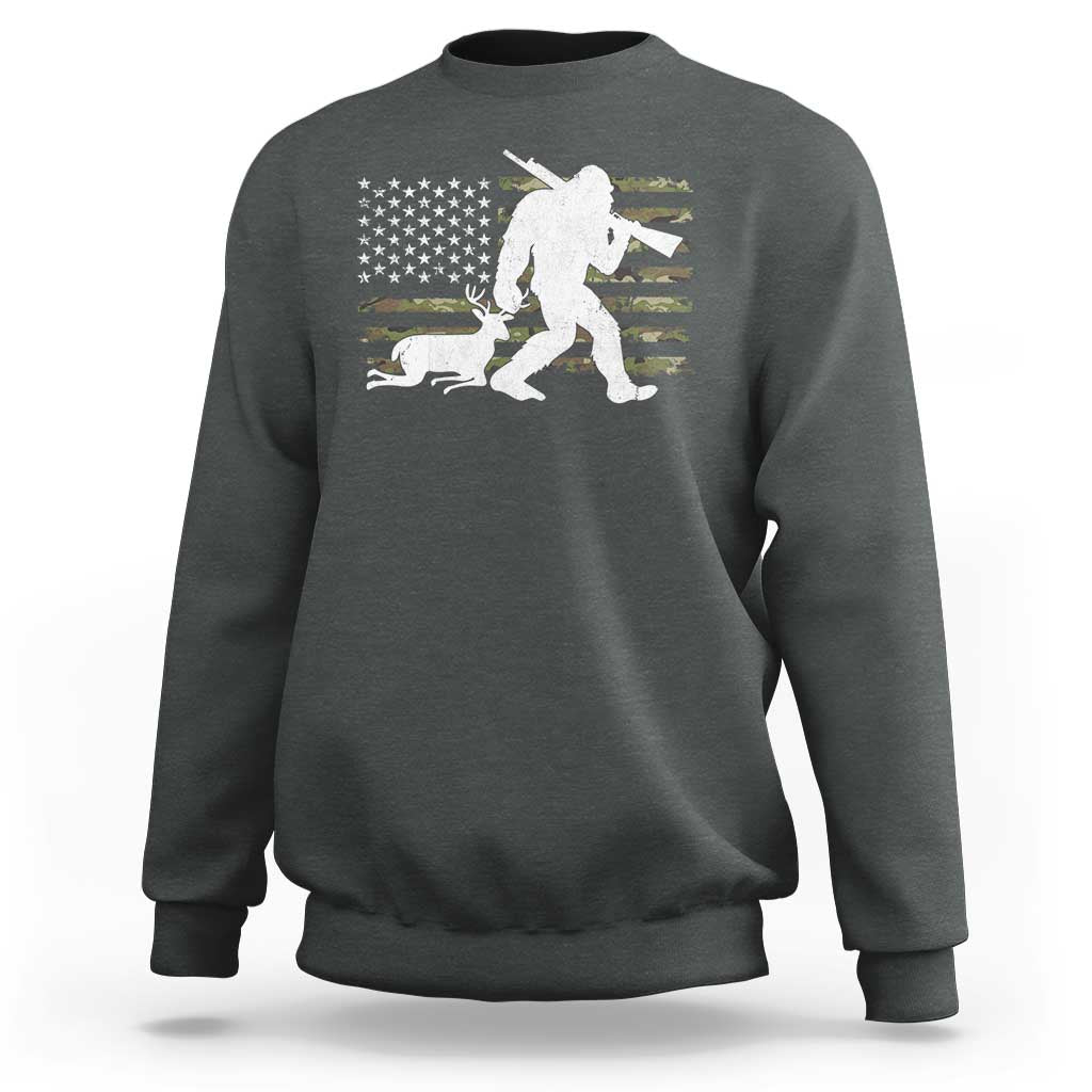 Bigfoot Camo Deer Hunting Sweatshirt Camo USA Flag Buck Season Sasquatch