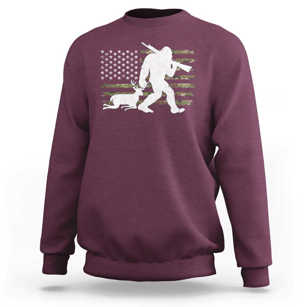 Bigfoot Camo Deer Hunting Sweatshirt Camo USA Flag Buck Season Sasquatch
