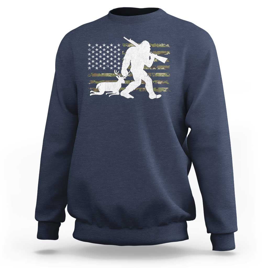 Bigfoot Camo Deer Hunting Sweatshirt Camo USA Flag Buck Season Sasquatch