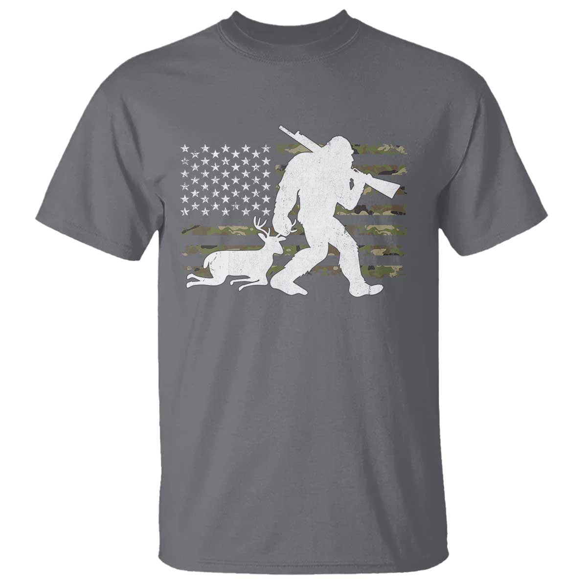 Bigfoot Camo Deer Hunting T Shirt Camo USA Flag Buck Season Sasquatch
