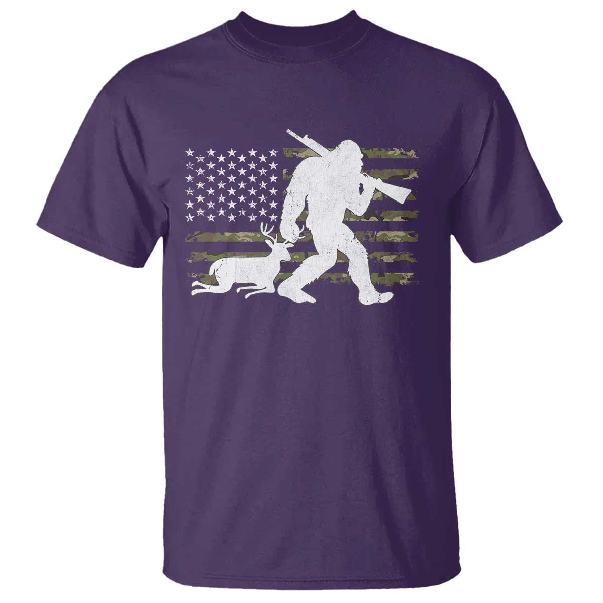 Bigfoot Camo Deer Hunting T Shirt Camo USA Flag Buck Season Sasquatch
