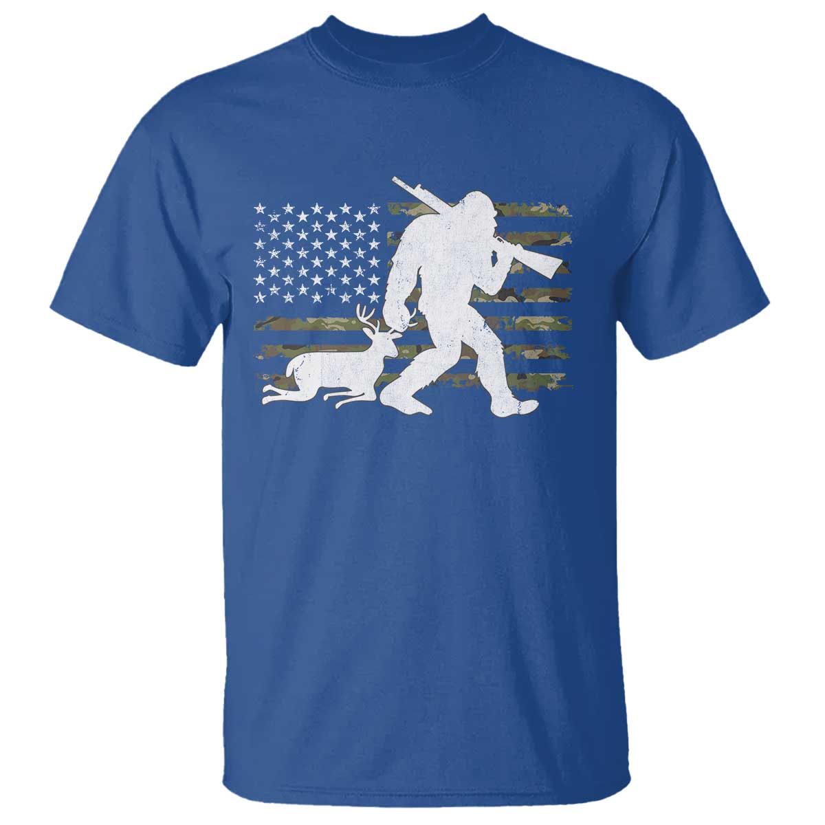 Bigfoot Camo Deer Hunting T Shirt Camo USA Flag Buck Season Sasquatch