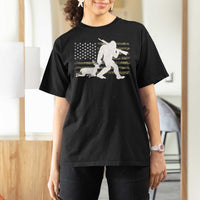 Bigfoot Camo Deer Hunting T Shirt For Women Camo USA Flag Buck Season Sasquatch