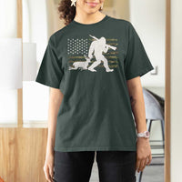 Bigfoot Camo Deer Hunting T Shirt For Women Camo USA Flag Buck Season Sasquatch