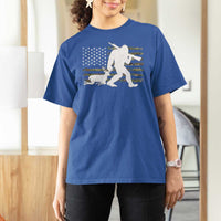 Bigfoot Camo Deer Hunting T Shirt For Women Camo USA Flag Buck Season Sasquatch