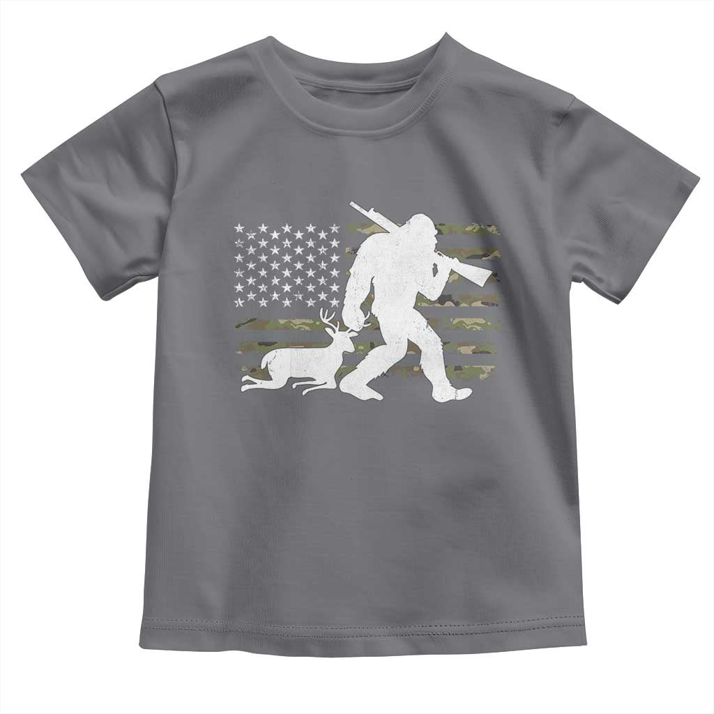Bigfoot Camo Deer Hunting Toddler T Shirt Camo USA Flag Buck Season Sasquatch
