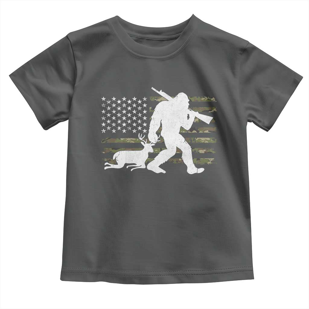 Bigfoot Camo Deer Hunting Toddler T Shirt Camo USA Flag Buck Season Sasquatch