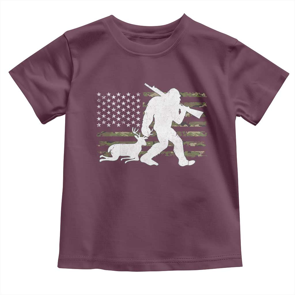 Bigfoot Camo Deer Hunting Toddler T Shirt Camo USA Flag Buck Season Sasquatch