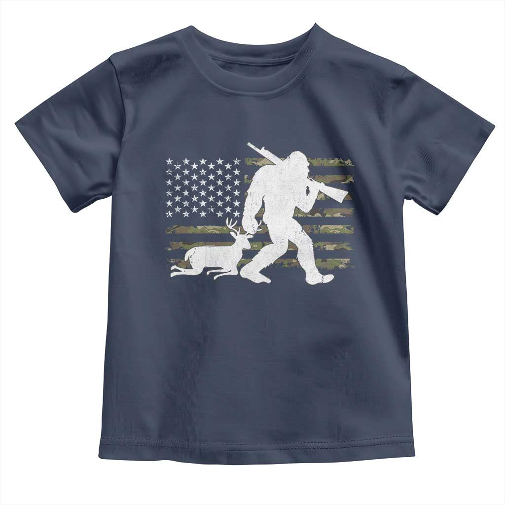 Bigfoot Camo Deer Hunting Toddler T Shirt Camo USA Flag Buck Season Sasquatch