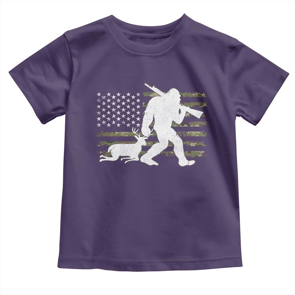 Bigfoot Camo Deer Hunting Toddler T Shirt Camo USA Flag Buck Season Sasquatch