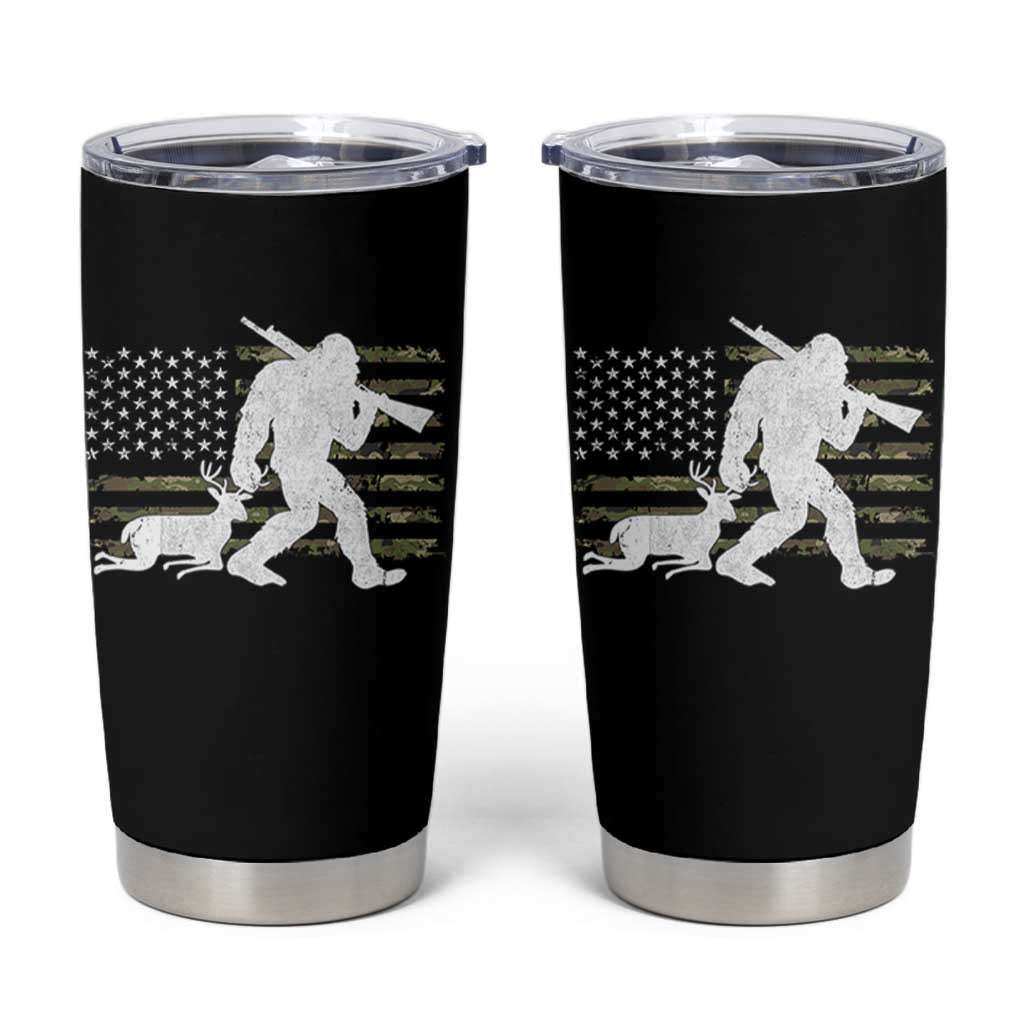 Bigfoot Camo Deer Hunting Tumbler Cup Camo USA Flag Buck Season Sasquatch