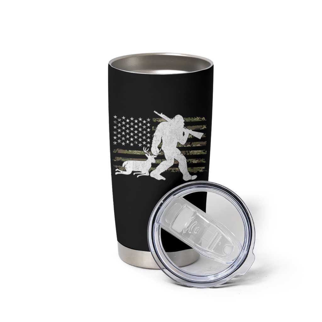 Bigfoot Camo Deer Hunting Tumbler Cup Camo USA Flag Buck Season Sasquatch