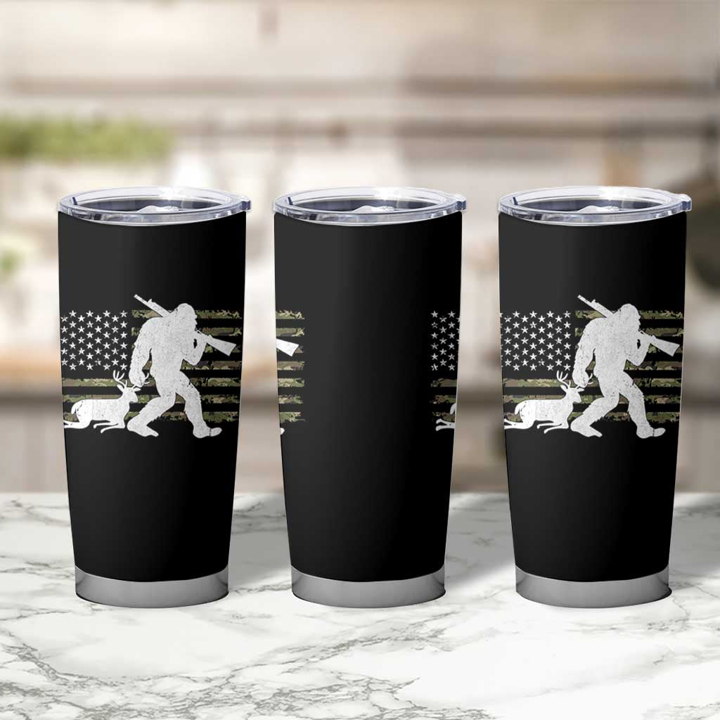 Bigfoot Camo Deer Hunting Tumbler Cup Camo USA Flag Buck Season Sasquatch