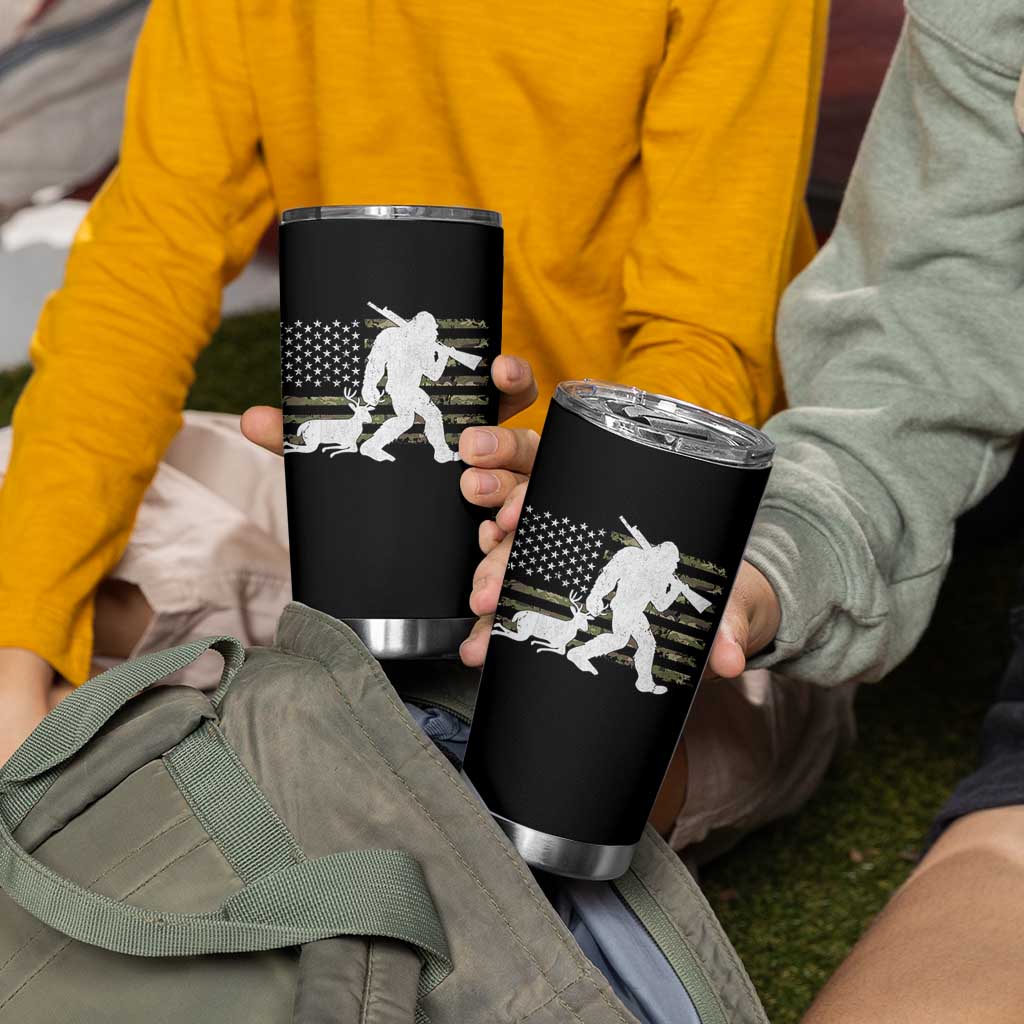 Bigfoot Camo Deer Hunting Tumbler Cup Camo USA Flag Buck Season Sasquatch