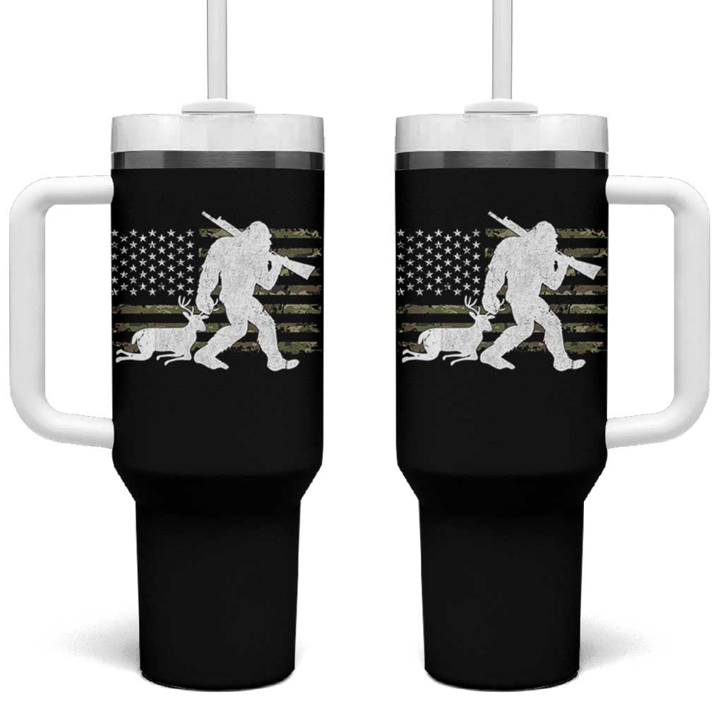 Bigfoot Camo Deer Hunting Tumbler With Handle Camo USA Flag Buck Season Sasquatch
