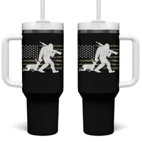 Bigfoot Camo Deer Hunting Tumbler With Handle Camo USA Flag Buck Season Sasquatch