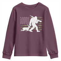 Bigfoot Camo Deer Hunting Youth Sweatshirt Camo USA Flag Buck Season Sasquatch