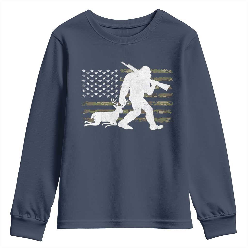 Bigfoot Camo Deer Hunting Youth Sweatshirt Camo USA Flag Buck Season Sasquatch