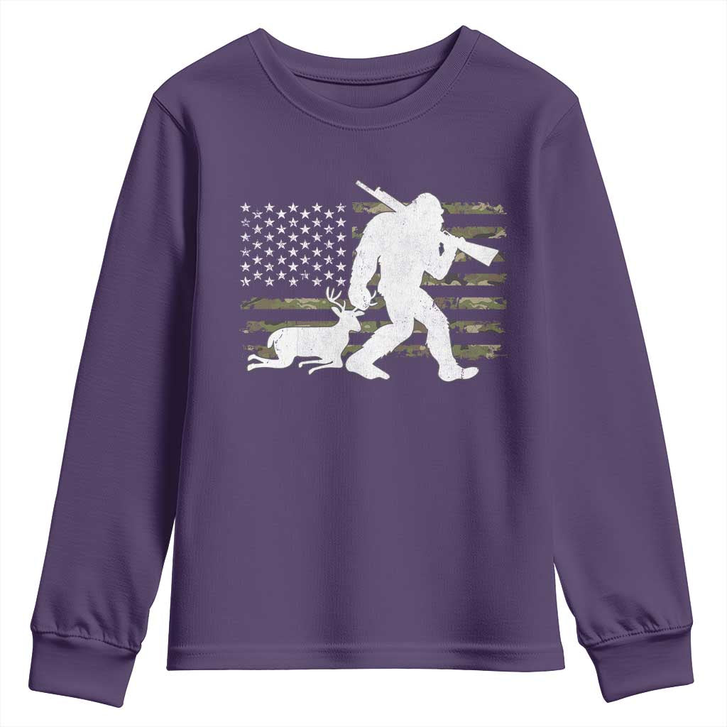 Bigfoot Camo Deer Hunting Youth Sweatshirt Camo USA Flag Buck Season Sasquatch