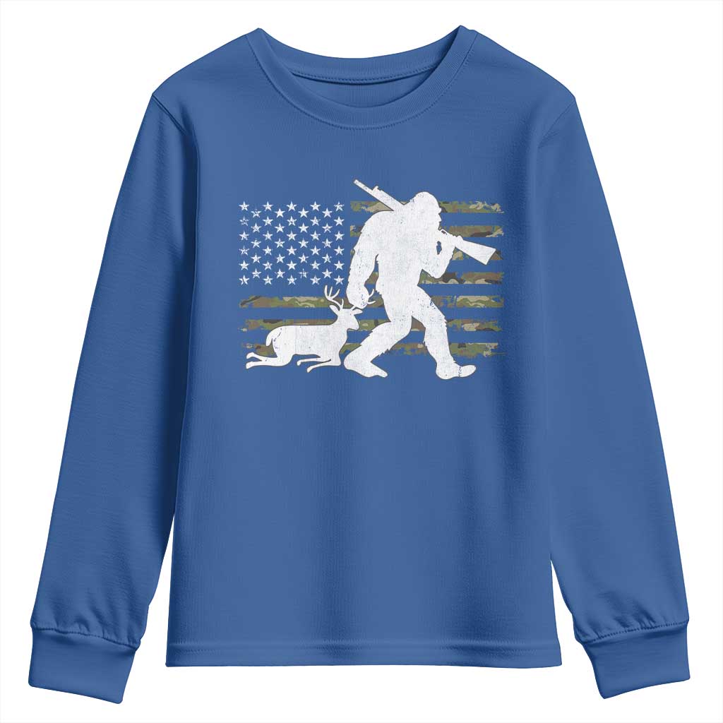 Bigfoot Camo Deer Hunting Youth Sweatshirt Camo USA Flag Buck Season Sasquatch