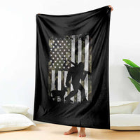 Bigfoot Deer Hunting Throw Blanket Camo US Flag Deer Elk Buck Hunting Hunter Dad