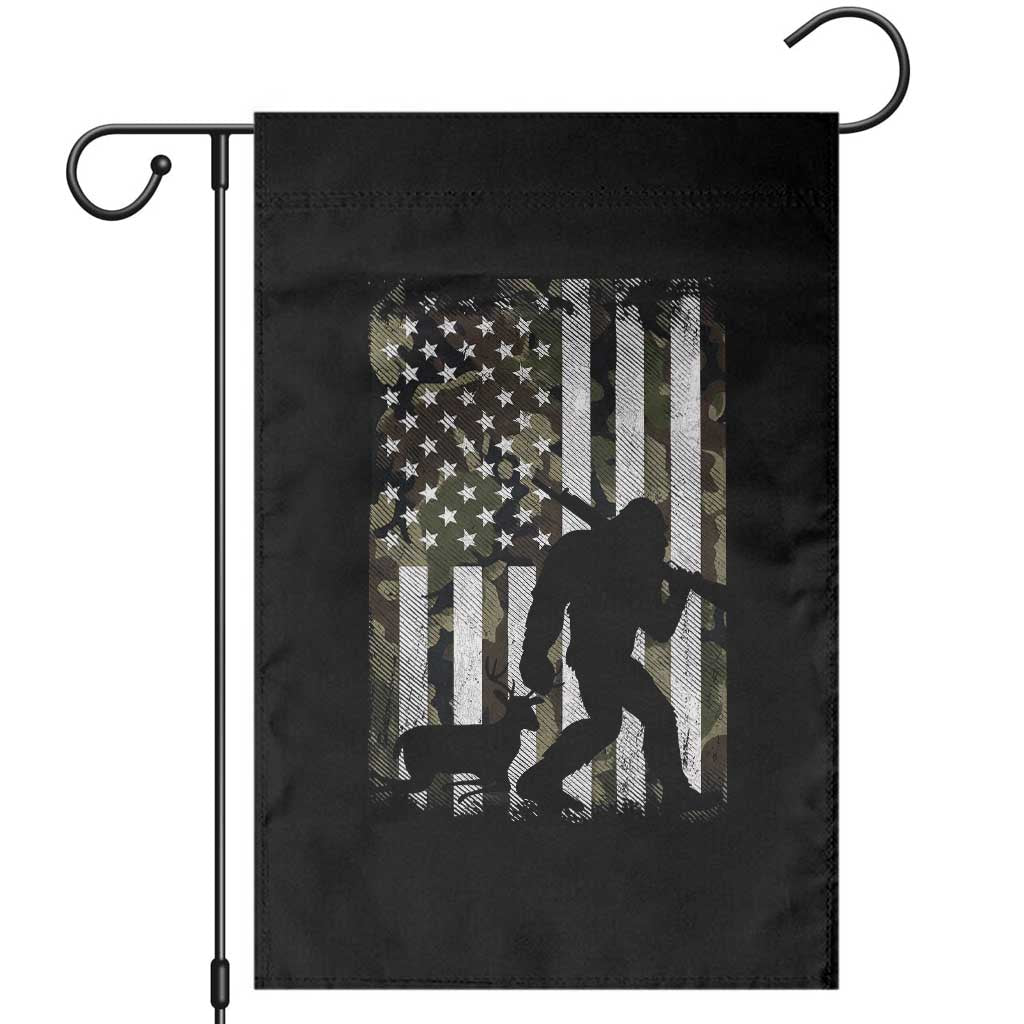 Bigfoot Deer Hunting Garden Flag Camo US Flag Deer Elk Buck Hunting Hunter Dad