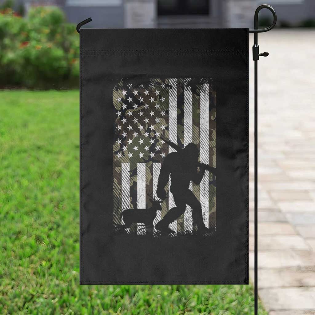 Bigfoot Deer Hunting Garden Flag Camo US Flag Deer Elk Buck Hunting Hunter Dad