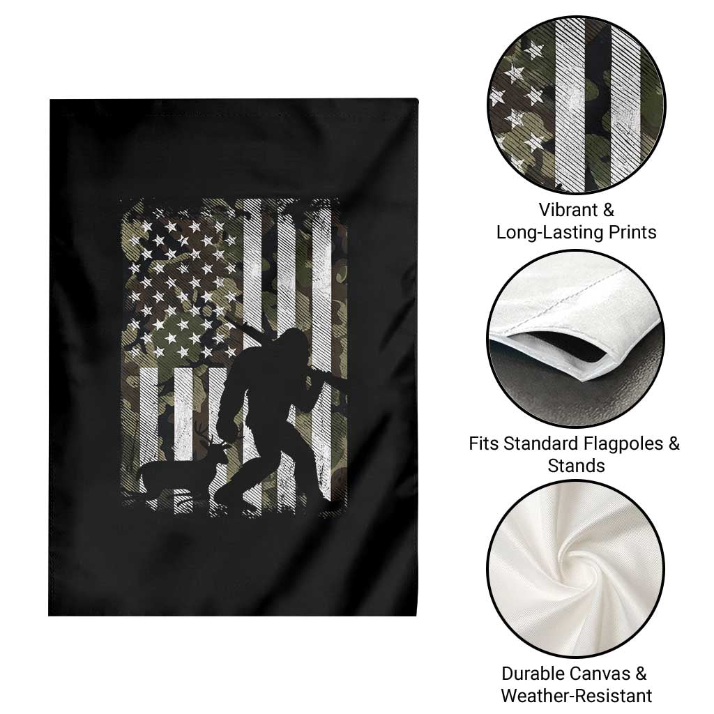 Bigfoot Deer Hunting Garden Flag Camo US Flag Deer Elk Buck Hunting Hunter Dad