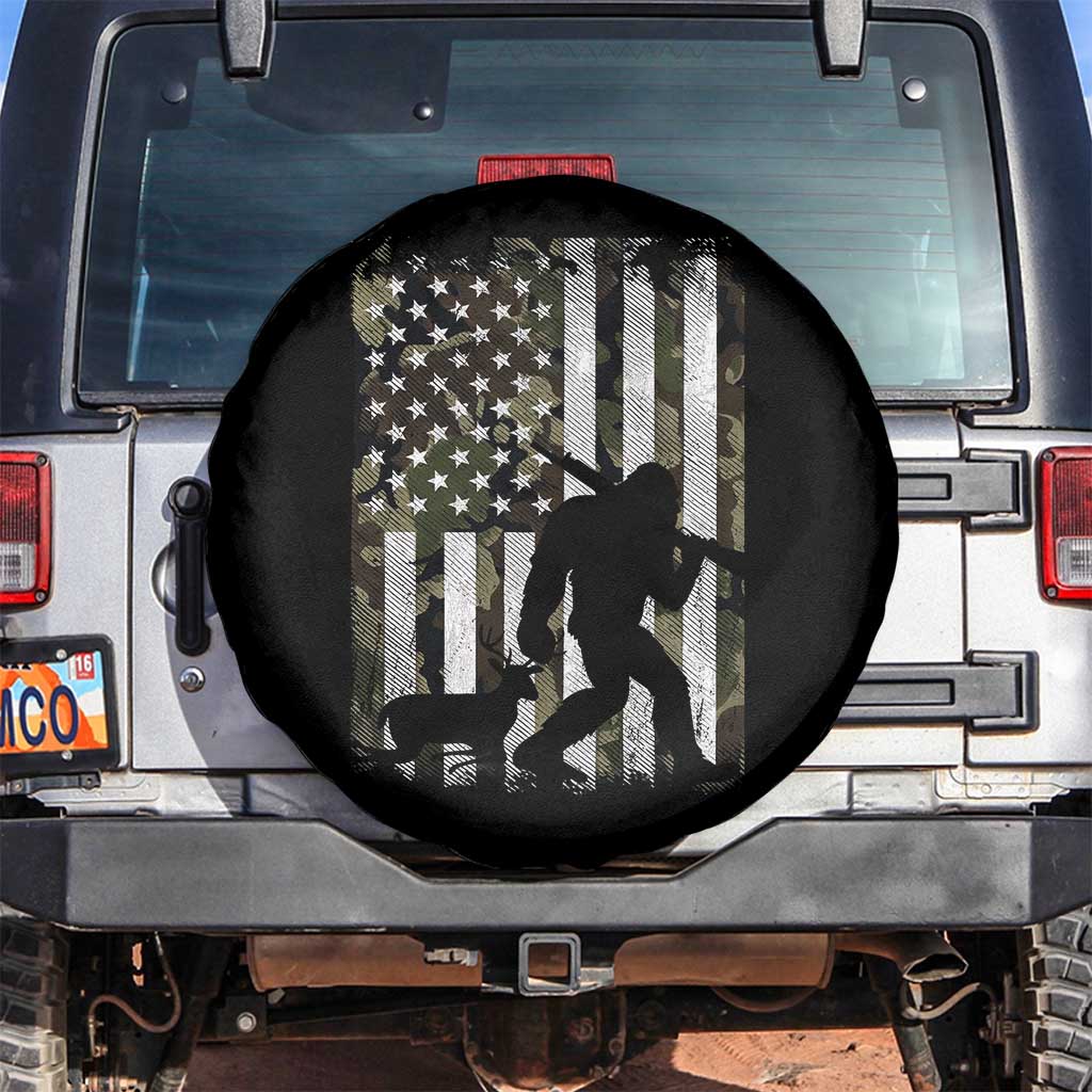 Bigfoot Deer Hunting Spare Tire Cover Camo US Flag Deer Elk Buck Hunting Hunter Dad