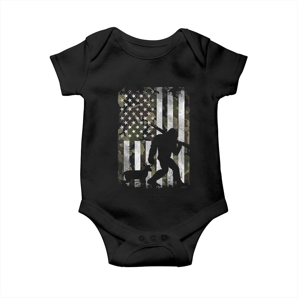 Bigfoot Deer Hunting Baby Onesie Camo US Flag Deer Elk Buck Hunting Hunter Dad