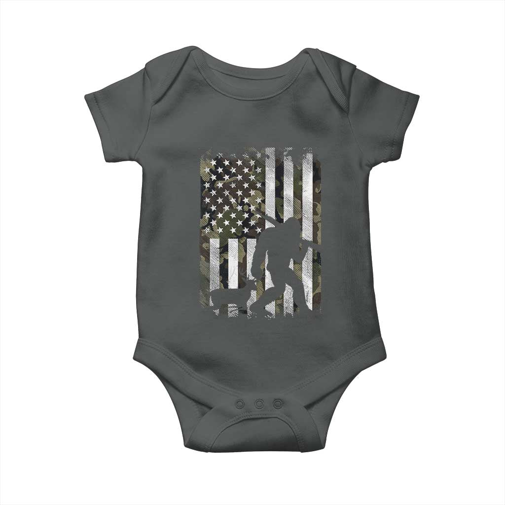 Bigfoot Deer Hunting Baby Onesie Camo US Flag Deer Elk Buck Hunting Hunter Dad