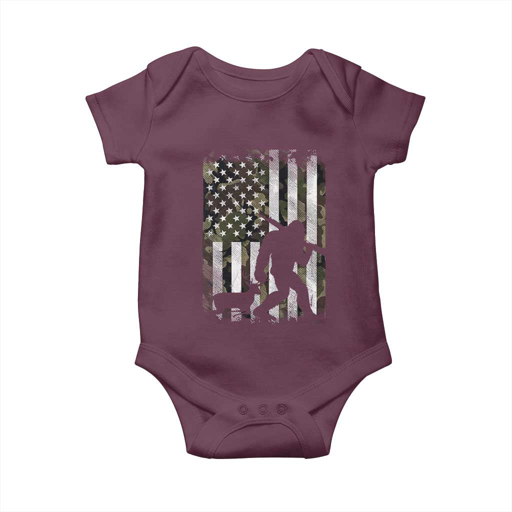 Bigfoot Deer Hunting Baby Onesie Camo US Flag Deer Elk Buck Hunting Hunter Dad