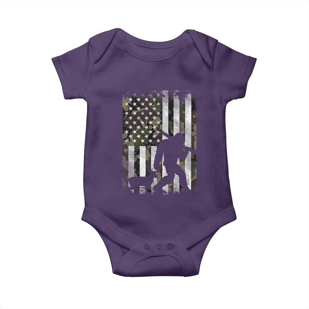 Bigfoot Deer Hunting Baby Onesie Camo US Flag Deer Elk Buck Hunting Hunter Dad