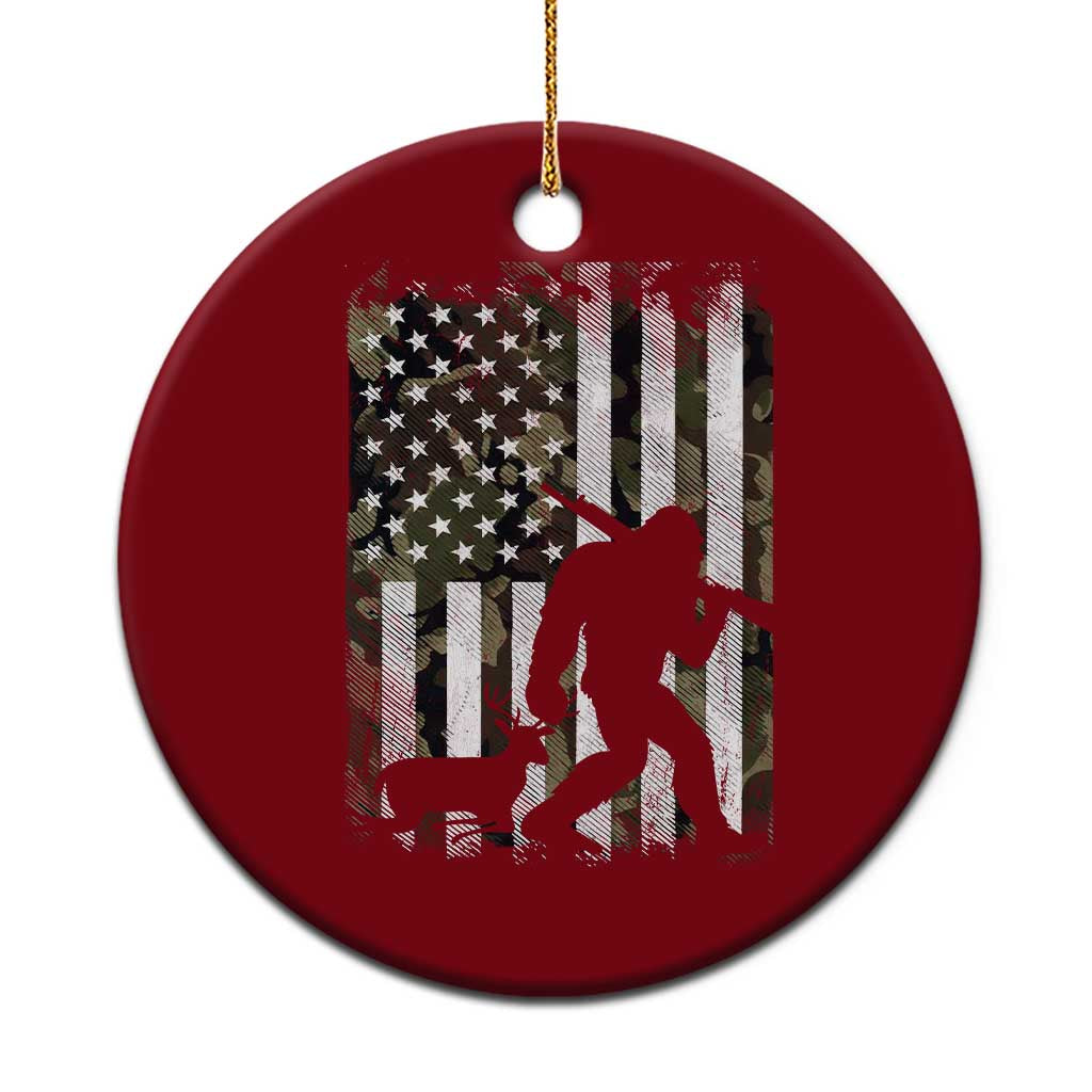 Bigfoot Deer Hunting Ceramic Ornament Camo US Flag Deer Elk Buck Hunting Hunter Dad