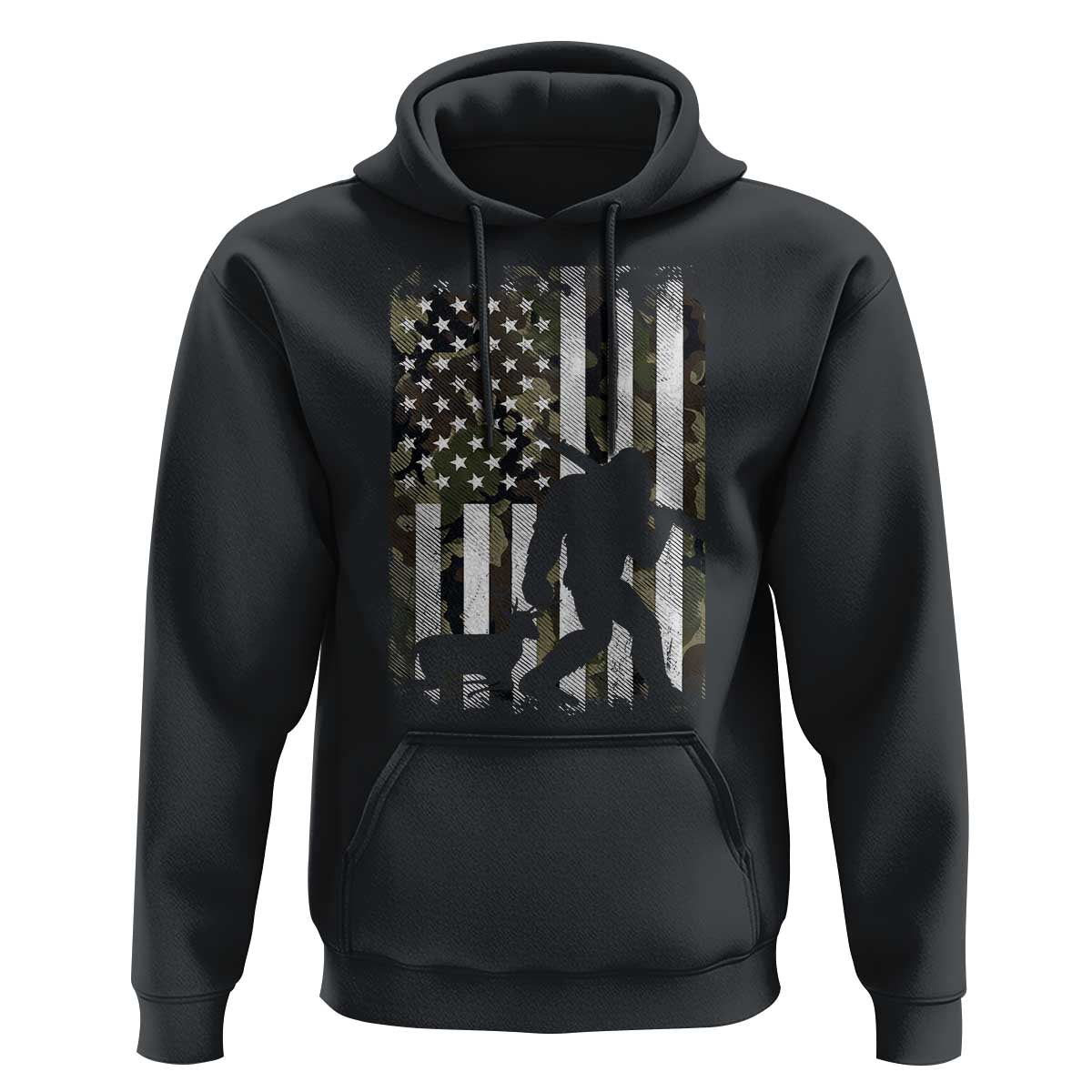 Bigfoot Deer Hunting Hoodie Camo US Flag Deer Elk Buck Hunting Hunter Dad