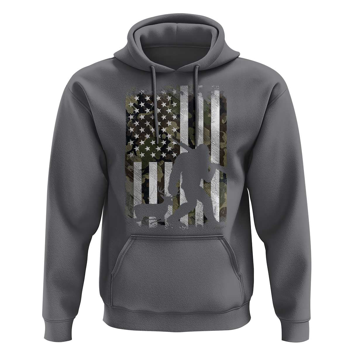 Bigfoot Deer Hunting Hoodie Camo US Flag Deer Elk Buck Hunting Hunter Dad