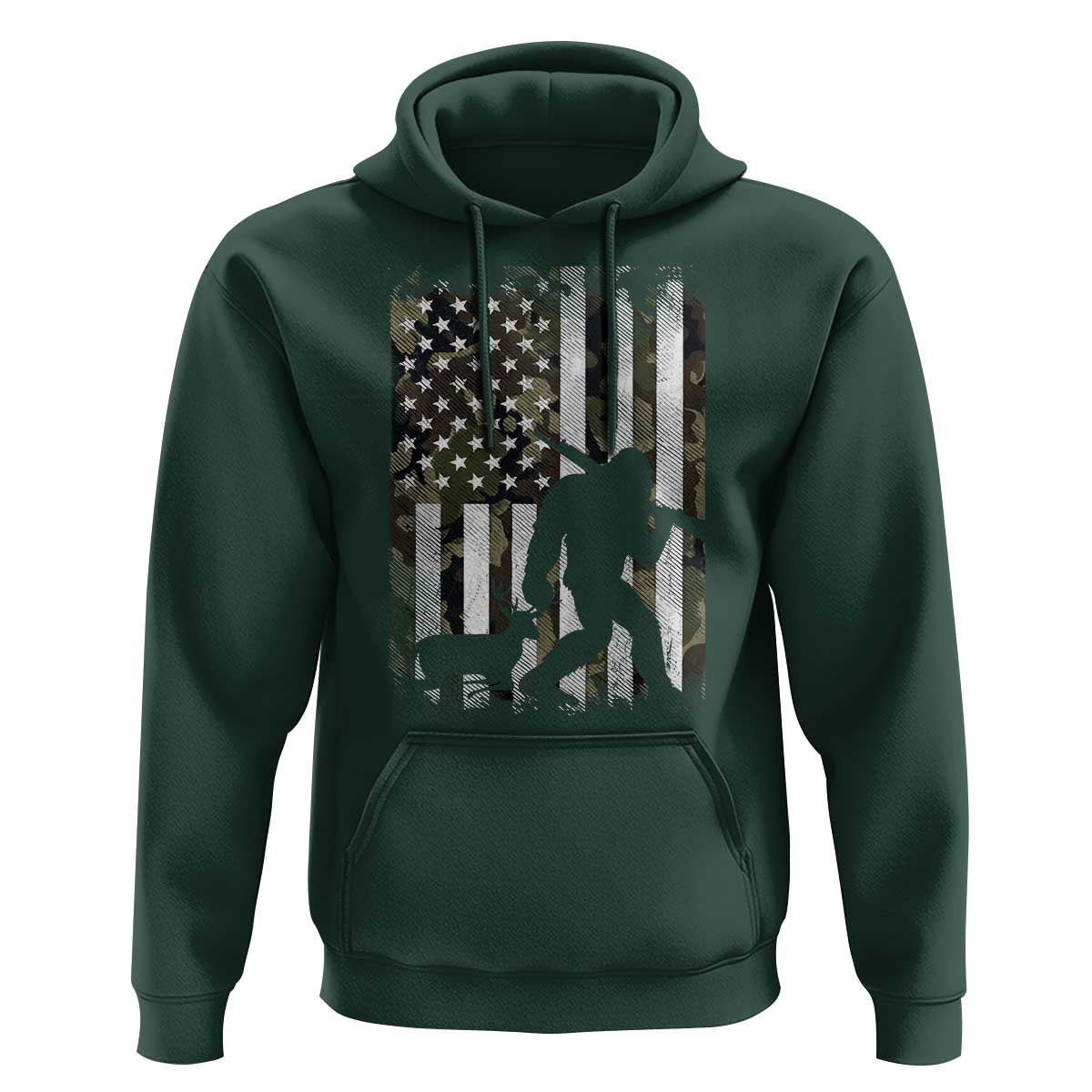 Bigfoot Deer Hunting Hoodie Camo US Flag Deer Elk Buck Hunting Hunter Dad