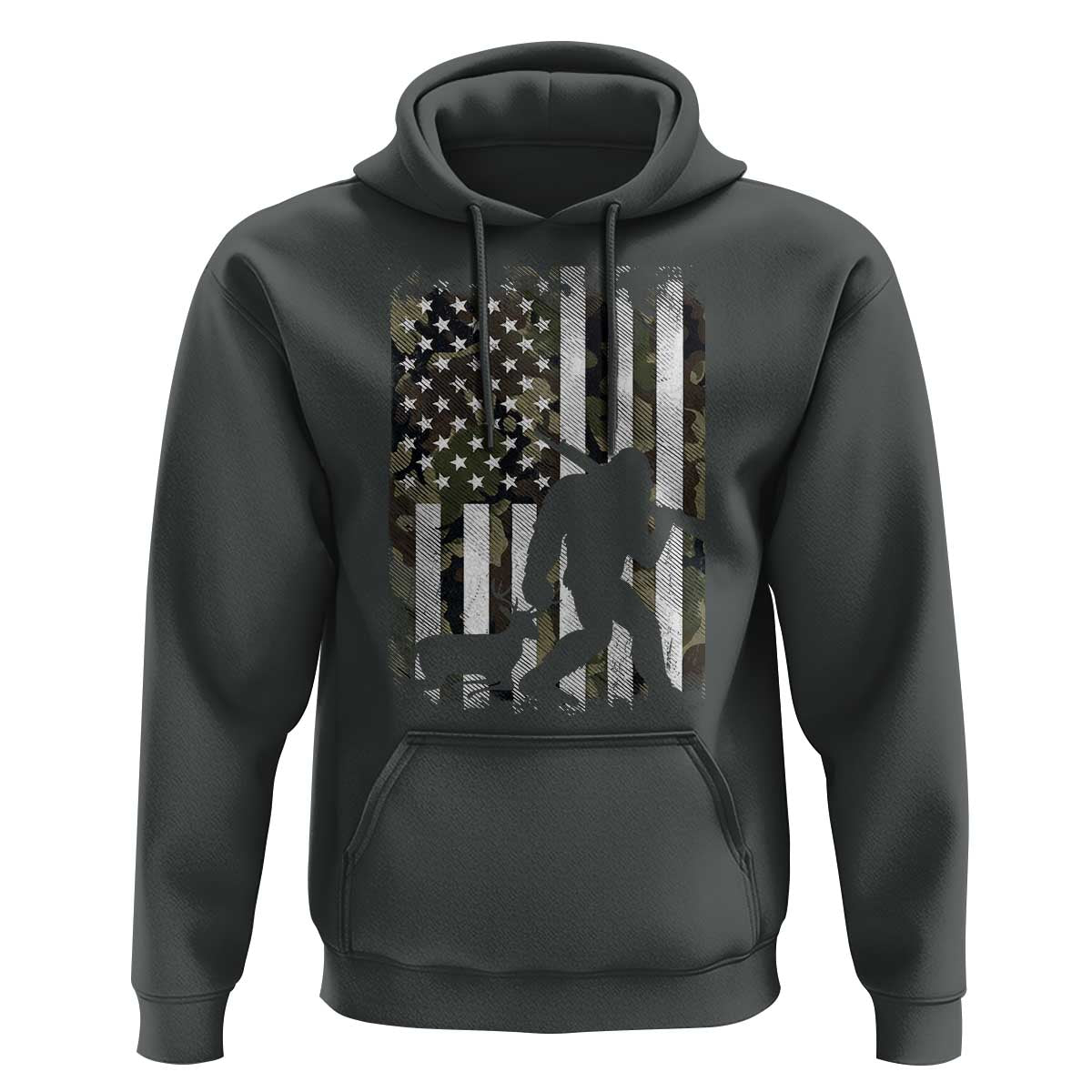 Bigfoot Deer Hunting Hoodie Camo US Flag Deer Elk Buck Hunting Hunter Dad