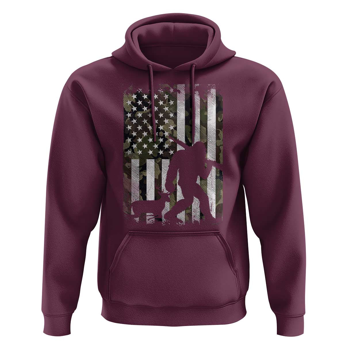 Bigfoot Deer Hunting Hoodie Camo US Flag Deer Elk Buck Hunting Hunter Dad