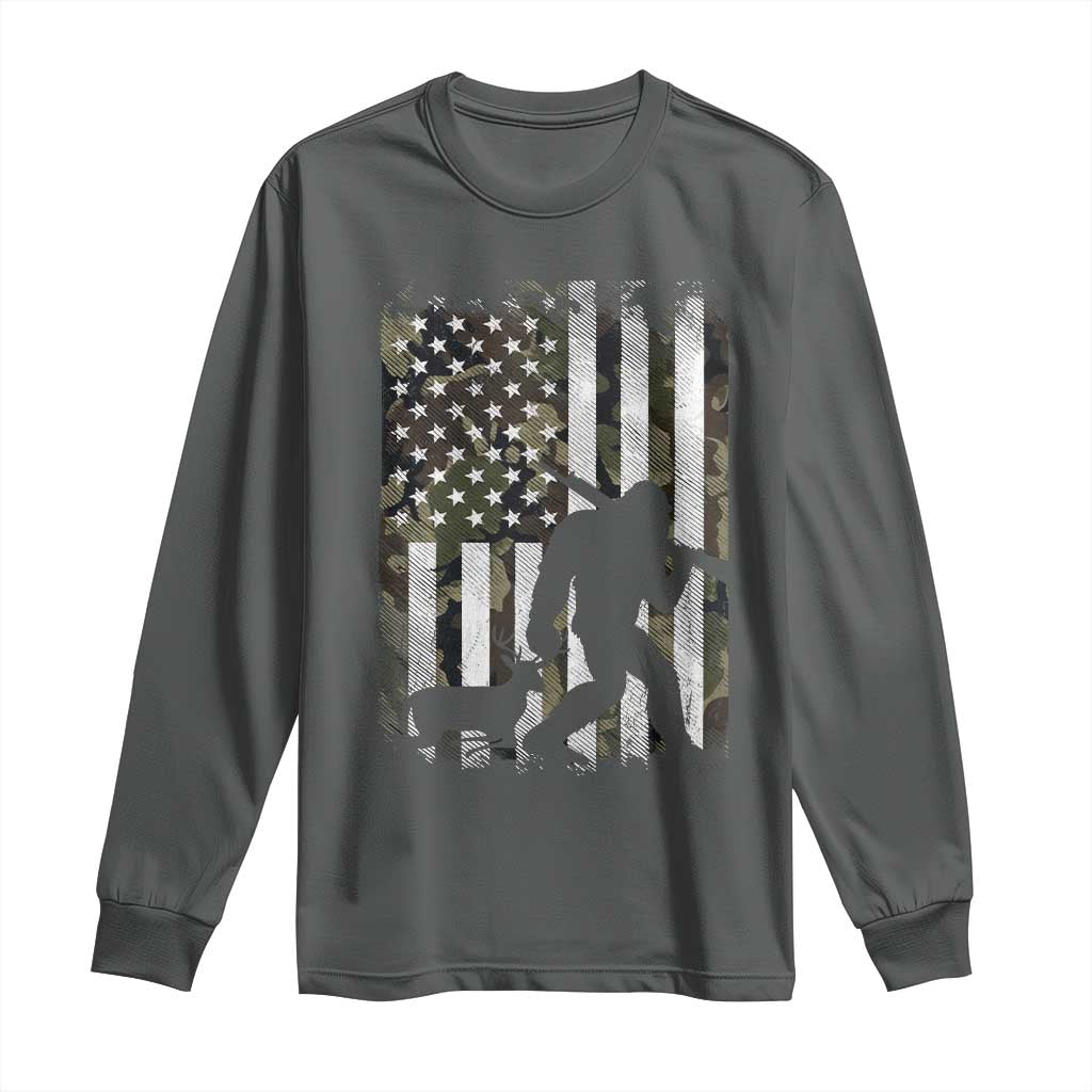 Bigfoot Deer Hunting Long Sleeve Shirt Camo US Flag Deer Elk Buck Hunting Hunter Dad